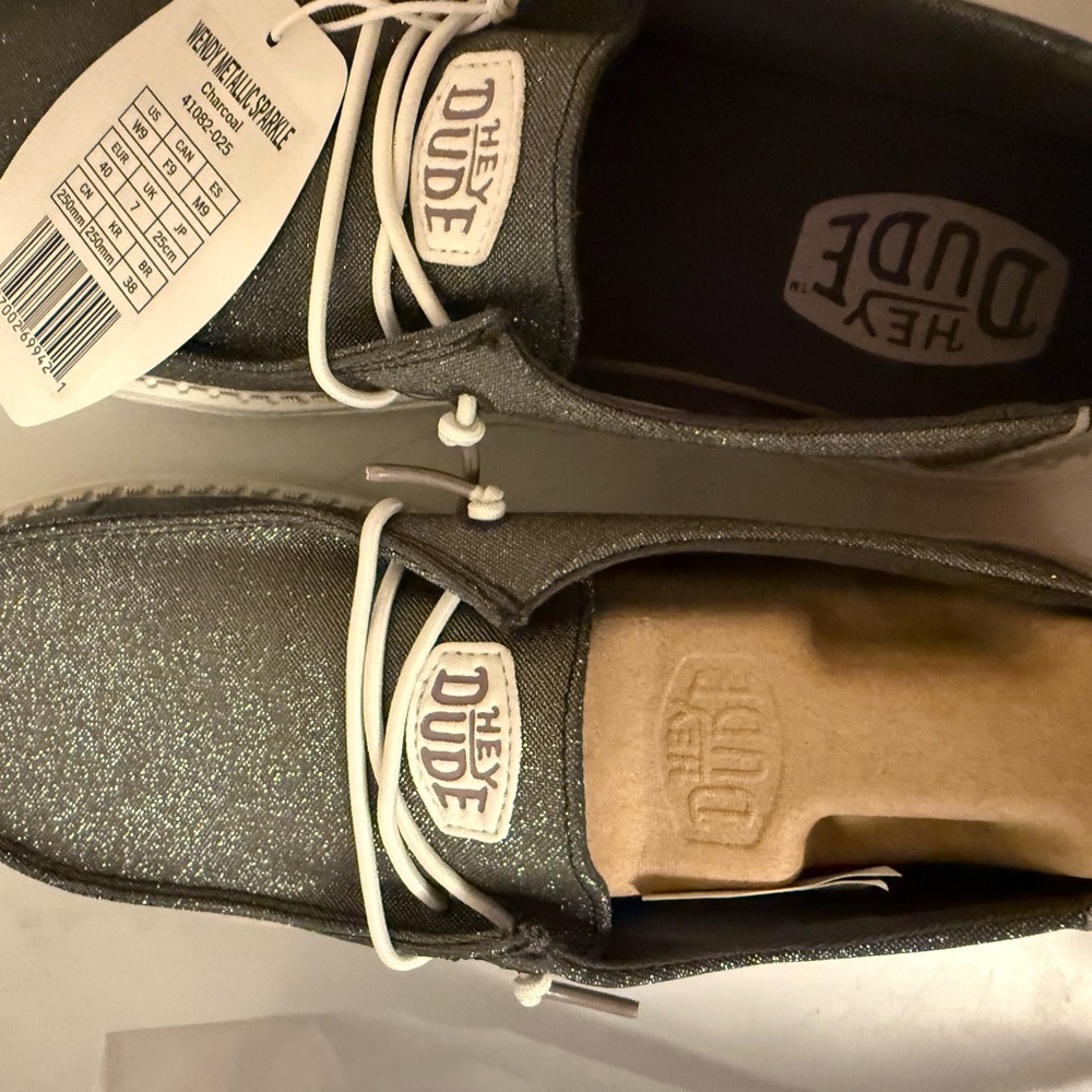 WEN Metallic Gray Slip-On Loafers with White Laces